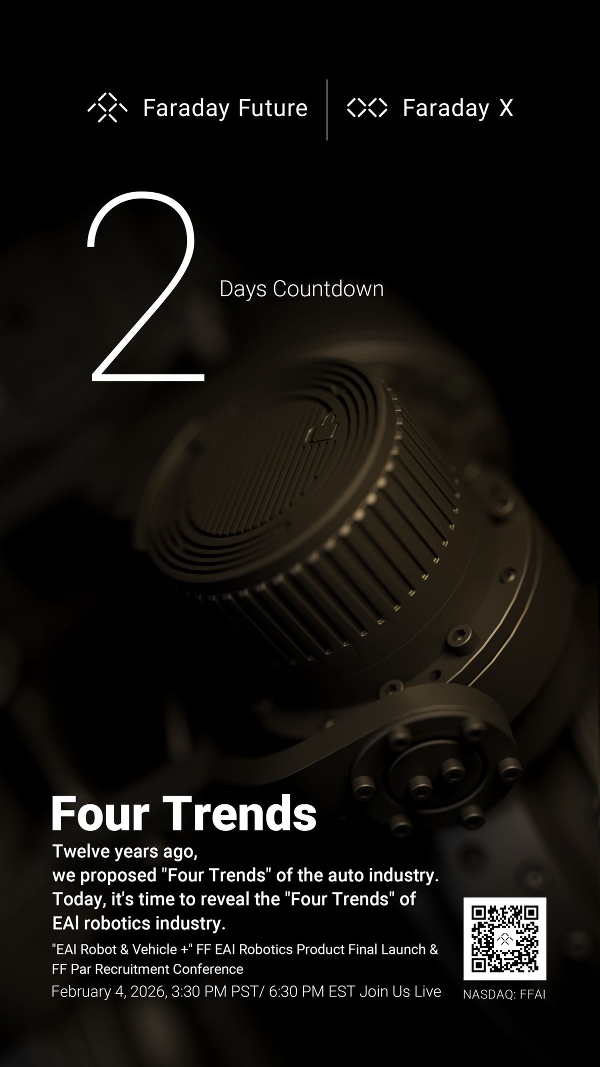 2 Days to “EAI Robot & Vehicle +” FF EAI Robotics Product Final Launch & FF Par Recruitment Conference